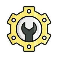 Spanner with gear icon concept of settings in trendy style vector