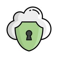 nube con escudo de protección, icono de seguridad en la nube vector