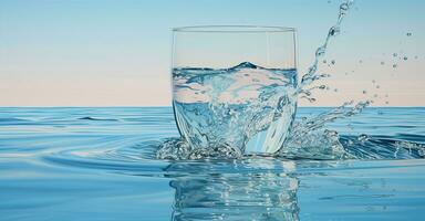 vaso de agua siendo lleno con agua. creado con generativo ai foto