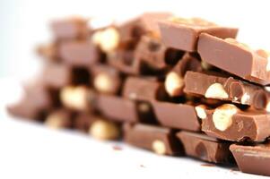 a bar of dark chocolate is shown on a white background photo