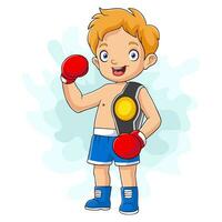 Cartoon boy boxing on white background vector