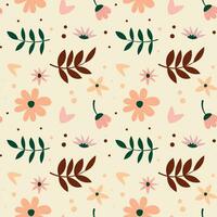 Abstract flat hand draw floral pattern background. Vector. vector