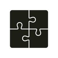 Jigsaw Square Pieces Match Glyph Pictogram. Puzzle Combination, Solution Silhouette Icon. Idea, Challenge Logic Game. Teamwork Solid Sign. Isolated Vector Illustration.