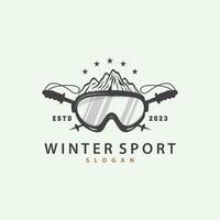 Ski Sport Logo, Winter Snow Sports Design Retro Vintage Vector Illustration