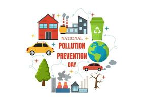 National Pollution Prevention Day Vector Illustration on 2 December for Awareness Campaign Factory, Forest or Vehicle Problems in Cartoon Background