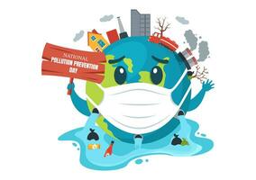 National Pollution Prevention Day Vector Illustration on 2 December for Awareness Campaign Factory, Forest or Vehicle Problems in Cartoon Background