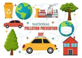nacional contaminación prevención día vector ilustración en 2 diciembre para conciencia Campaña fábrica, bosque o vehículo problemas en dibujos animados antecedentes