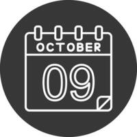 9 9 octubre vector icono