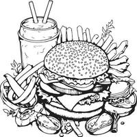 differnt styles of hamburger poster coloring vector
