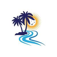 Palm tree summer logo template vector