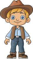 Cute cowboy cartoon on white background vector