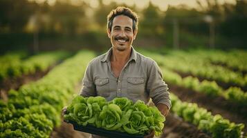 retrato granjero con vegetales ai generativo foto