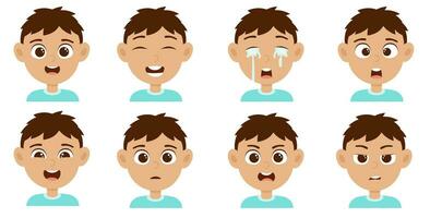 Cute little boy avatar with different facial expression vector