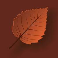 Vector autumn paper cut 3d birch leaf with shadow on brown background. Fall cut out design elements for presentation, banner, cover, web, flyer, card, sale, poster, slide and social media