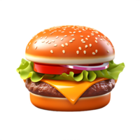 hamburger 3d veroorzaken, ai generatief png