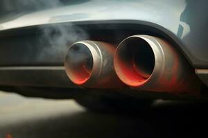 Close up of an exhaust pipe of a car, ai generative photo