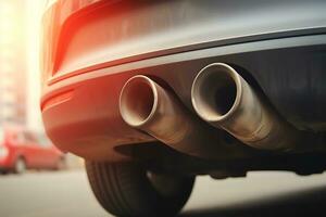 Close up of an exhaust pipe of a car, ai generative photo