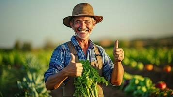 Portrait farmer with vegetables AI Generative photo