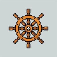 Pixel art illustration Ship Wheel. Pixelated Ship Wheel. Ocean Ship Wheel icon pixelated for the pixel art game and icon for website and video game. old school retro. vector