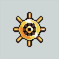 Pixel art illustration Ship Wheel. Pixelated Ship Wheel. Ocean Ship Wheel icon pixelated for the pixel art game and icon for website and video game. old school retro. vector