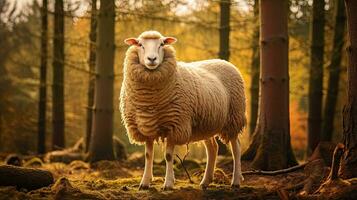 Portrait woolly sheep in the farm AI Generative photo