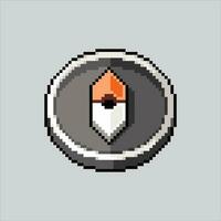 Pixel art illustration Compass. Pixelated compass. Ocean Ship compass icon pixelated for the pixel art game and icon for website and video game. old school retro. vector