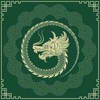 contento chino nuevo año 2024 zodíaco firmar, año de el continuar, con verde papel cortar Arte y arte estilo en blanco color antecedentes vector
