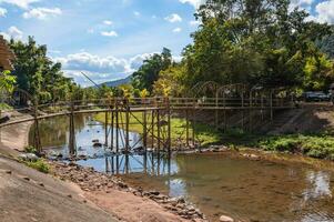 Landscape view of mountains and river of Boklua Village At nan Thailand.Boklua is ancient salt well in thailand .Thailand destination travel photo