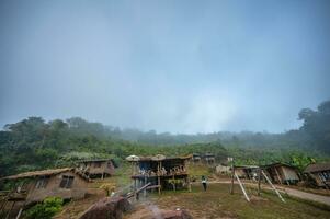 Landscape view in early moring at Sapan Village nan Thailand.Sapan is Small and tranquil Village in the mountain. photo