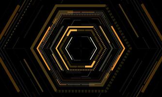 HUD sci-fi interface screen view yellow grey geometric on black design virtual reality futuristic technology creative display vector