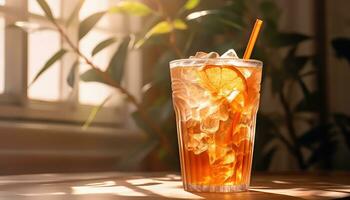 tradicional vietnamita naranja con hielo bebida ai generado foto