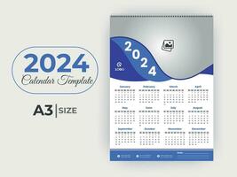 2024 New Year Wall Calendar vector