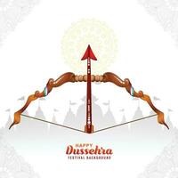 contento dussehra tarjeta con arco y flecha antecedentes vector