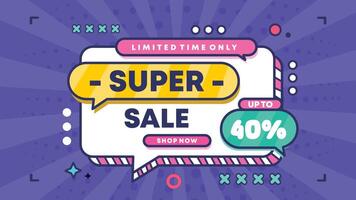 super sale template 40 percent discount animated marketing promotion vector