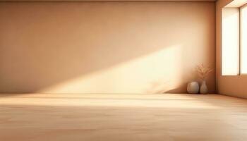 Beige Wall and Floor with Soft Right Light Detail AI generated photo