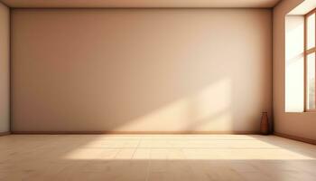 Beige Wall and Floor with Soft Right Light Detail AI generated photo