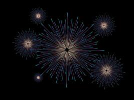 Fireworks on black background used in Happy New Year 2024 with Fireworks on dark Abstract background, for Calendar, poster design vector