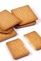 a pile of biscuits on a white background photo