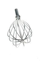 a black and silver whisk with a spiral shape photo