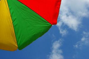 a close up of a colorful umbrella photo