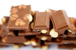 a bar of dark chocolate is shown on a white background photo