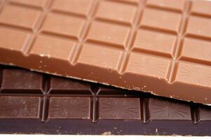 a bar of dark chocolate is shown on a white background photo