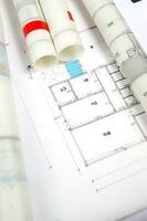 architectural drawings and construction plans photo