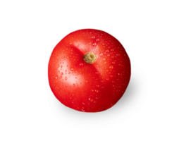 Tomato isolated. Tomato on white or invisible png background. Tomato with drops.