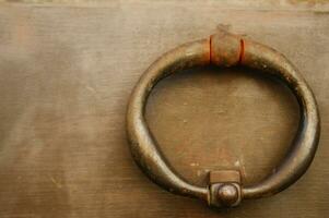 a lion head on a door handle photo