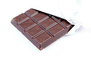 a bar of dark chocolate is shown on a white background photo