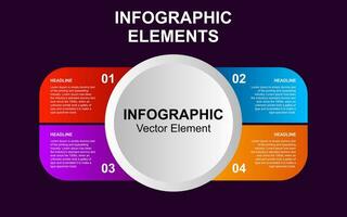 diseño infografía elementos 4 4 pasos opciones para presentaciones, carteles, diseños, diagramas y pancartas con lleno color. vector