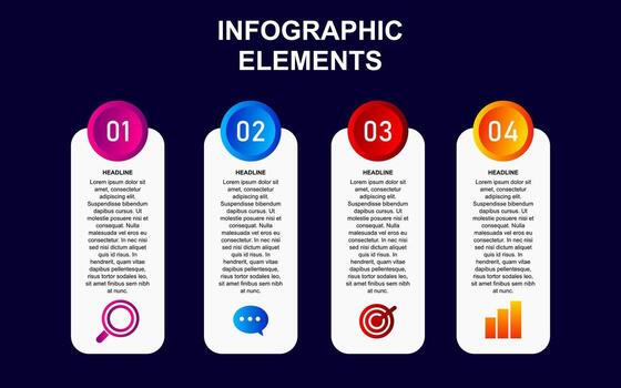 infographic element design with 4 colorful steps for presentation and business. infographic planning design for presentations. vector