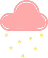 cute cloud with rain stars falling icon png