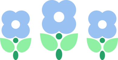 Cute blue flower garden drawing icon doodle png